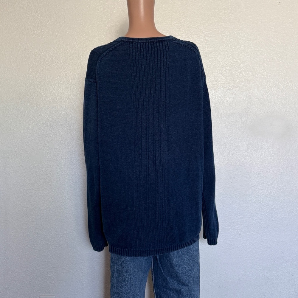Vintage Eddie Bauer Men's V-Neck Sweater Blue 100% Cotton XL Tall - Picture 4 of 7
